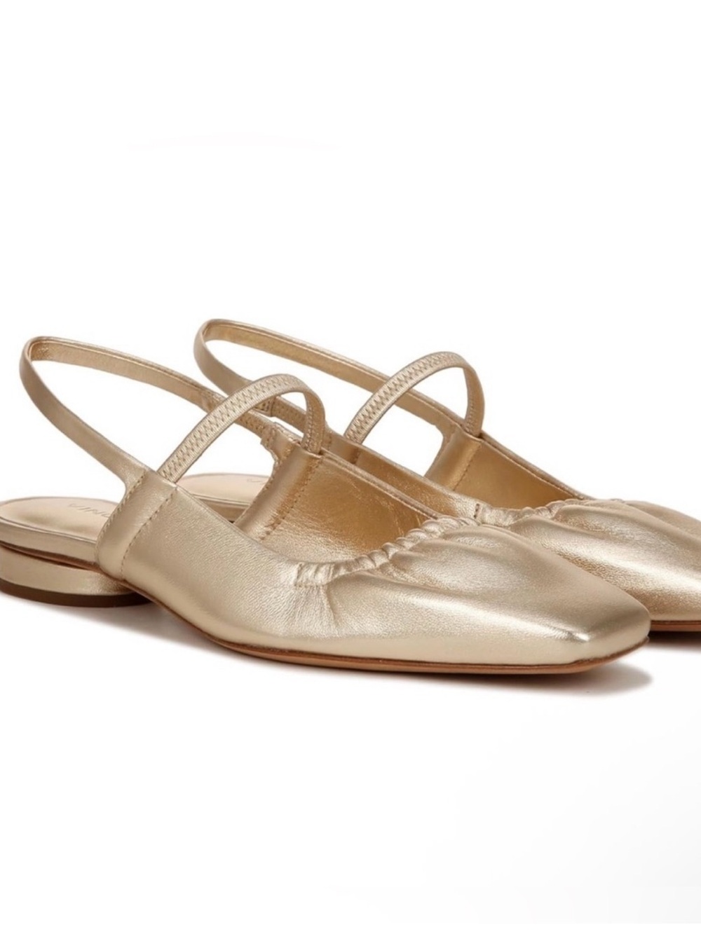 Vince Metallic Gold Slingback Ballerina Flats in Champagne Gold
